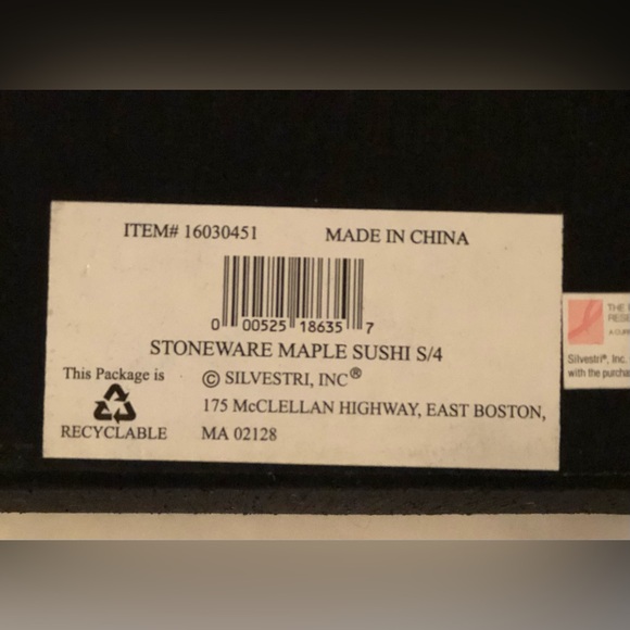 Silverstein for Asia Society, 4 Piece Sushi Set, Maple, Stoneware, like new! - Picture 6 of 7
